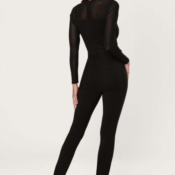 Bebe Black Mesh Peekaboo Jumpsuit - Picture 3 of 4